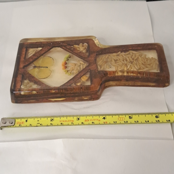 70s Lucite Butterfly & Grains Spoon Vintage Kitchen Decor Earthy - Picture 2 of 5